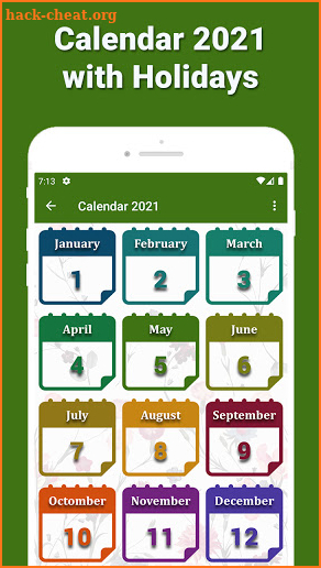 Calendar 2021 with Holidays screenshot