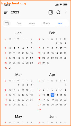 Calendar screenshot