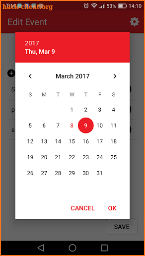 Calendar and block notes screenshot