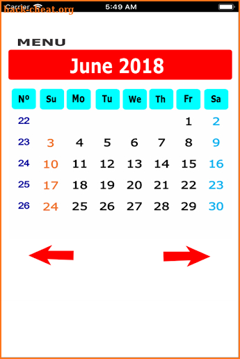 Calendar in English 2018 Free screenshot