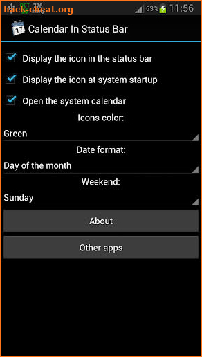 Calendar In Status Bar screenshot