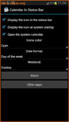 Calendar In Status Bar screenshot