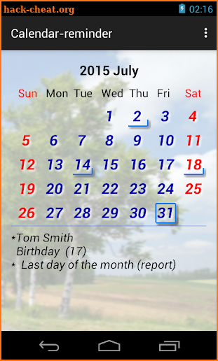 Calendar-reminder screenshot