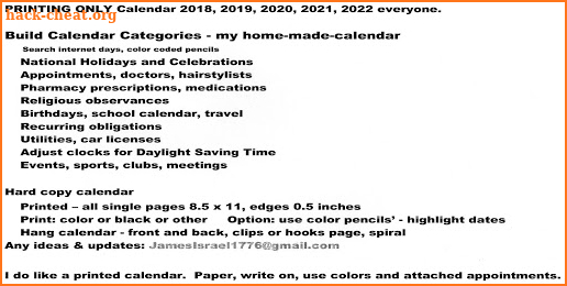 Calendar US 2018 2019 2020 2021 2022 screenshot
