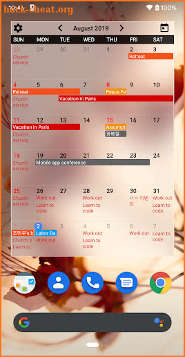 Calendar Widgets : Month Agenda calendar widget screenshot