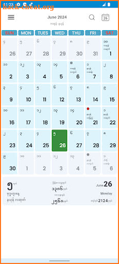 CalendarXနှစ်တစ်ရာပြက္ခဒိန် screenshot