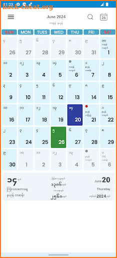 CalendarXနှစ်တစ်ရာပြက္ခဒိန် screenshot