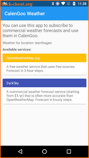 CalenGoo Weather Add-On screenshot