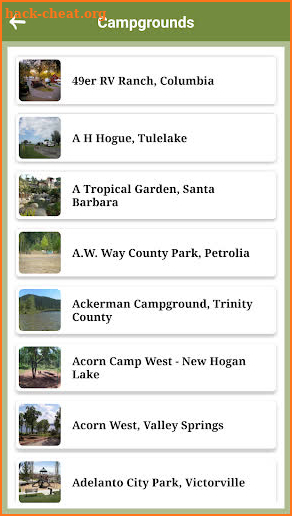 California Campgrounds screenshot