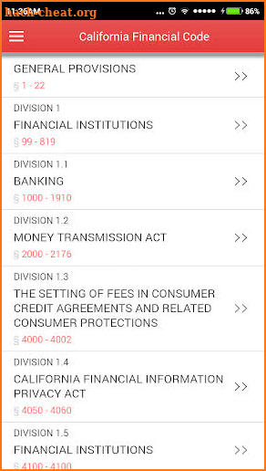 California Financial Code screenshot