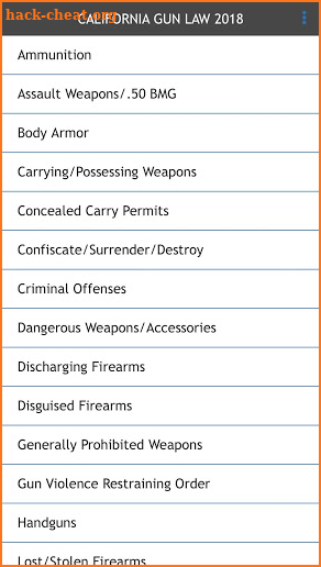 California Gun Law 2018 screenshot