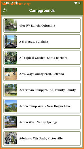 California State RV Parks & Campgrounds screenshot