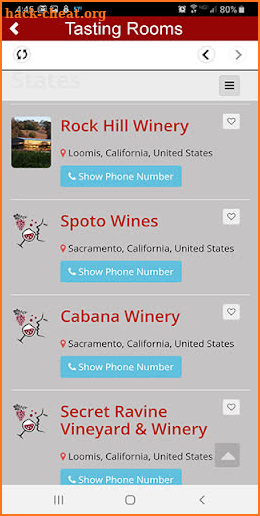 California Wine Tastings Rooms screenshot