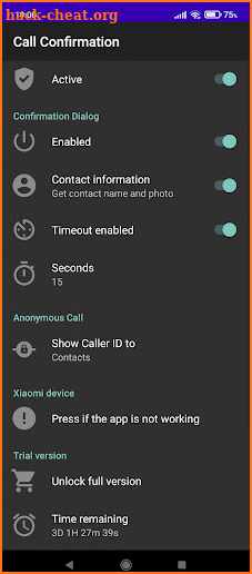 Call Confirm screenshot