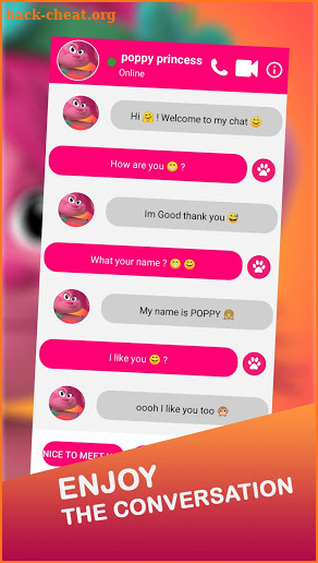 Call from poppy Chat + video call (Simulation)‏ screenshot