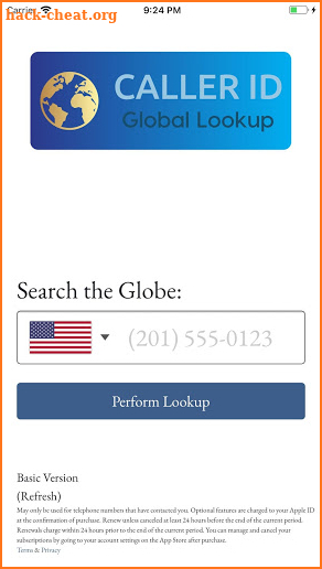 Caller-ID Global Lookup screenshot