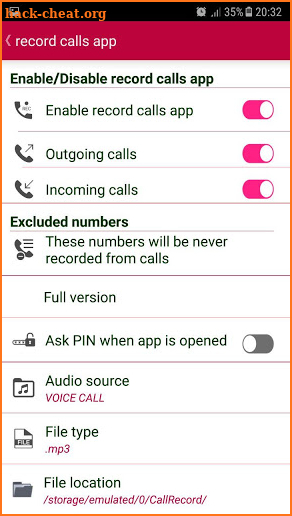 calls record free screenshot