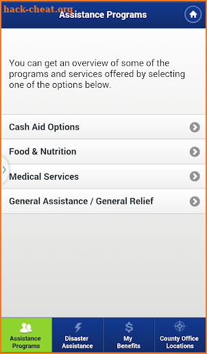 CalWIN Mobile Application screenshot