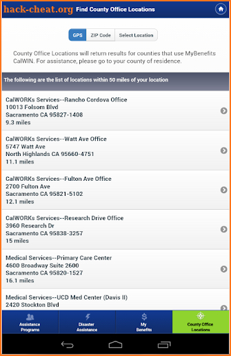 CalWIN Mobile Application screenshot