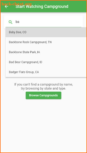Campsite Alerts screenshot
