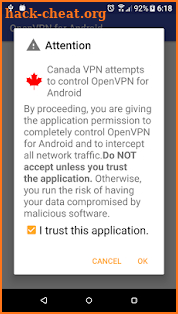 Canada VPN screenshot