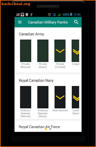 Canadian military ranks screenshot