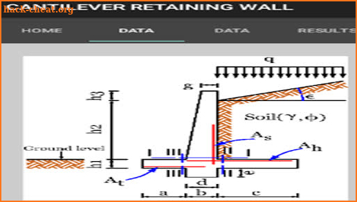 CANTILEVER RETAINING WALL (ACI screenshot