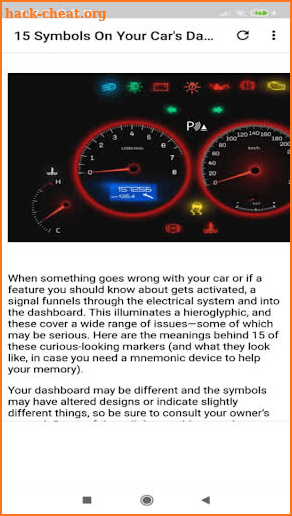 Car dashboard symbols screenshot