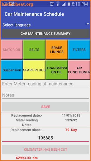 Car Maintenance Schedule screenshot