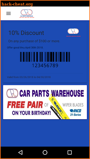 Car Parts Warehouse Club Card screenshot