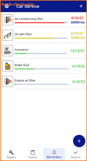Car service tracker screenshot