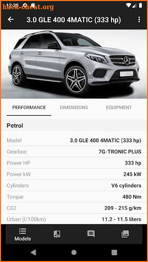 Car Specs Mercedes Benz GLE-Cl screenshot