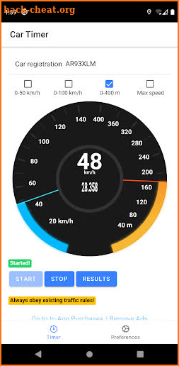 Car Timer - 0-100km/h / 0-60mph GPS timer screenshot