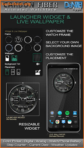 Carbon Fiber HD Watch Face Widget & Live Wallpaper screenshot