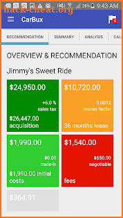 CarBux - car lease, car loan & payments calculator screenshot