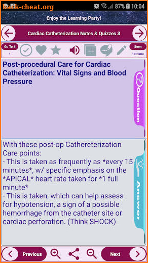 Cardiac Cath Review : Notes, Flashcards & Quizzes screenshot