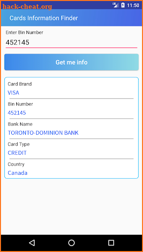 Cards Information Finder screenshot