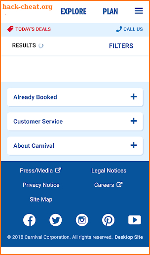 carnival cruise lines app screenshot