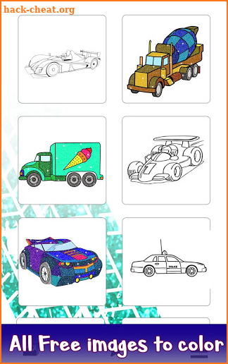Cars Glitter Color by Number-Vehicle Coloring Book screenshot