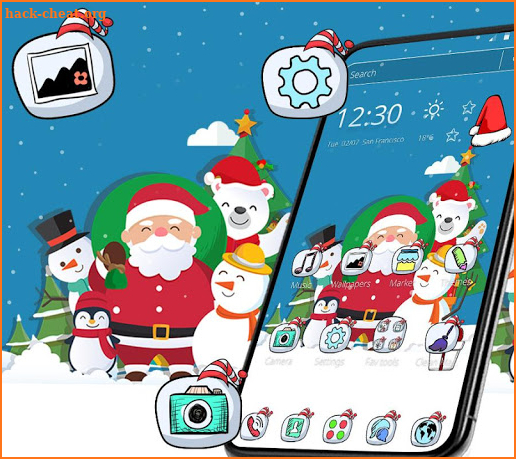 Cartoon Christmas Snow Star Theme screenshot