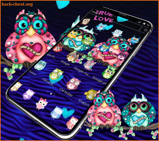 Cartoon Colorful Love Owl Theme screenshot