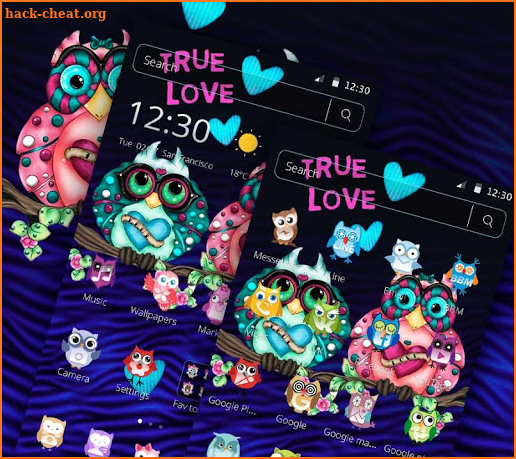 Cartoon Colorful Love Owl Theme screenshot