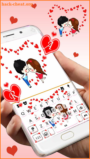 Cartoon Couple Hearts Keyboard Theme screenshot