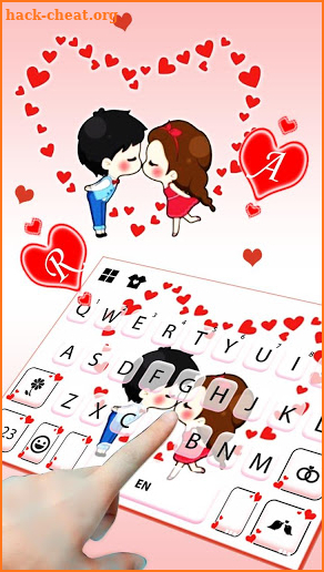 Cartoon Couple Hearts Keyboard Theme screenshot