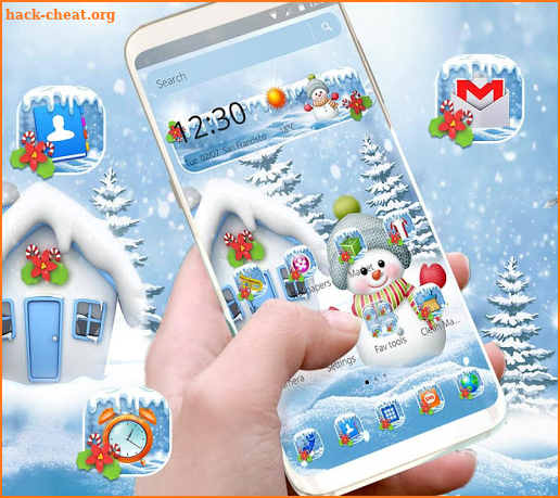 Cartoon Cute Snowman Winter Theme screenshot