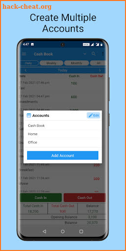 Cash Book- daily expenses screenshot