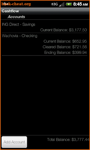 Cashflow screenshot