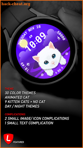 Cat Animated Watch Face 089 screenshot