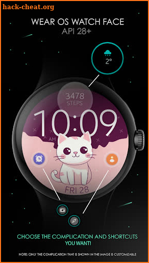 Cat digital cute watch face screenshot