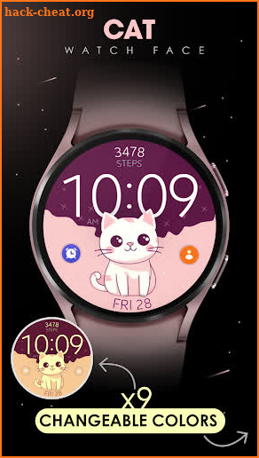 Cat digital cute watch face screenshot
